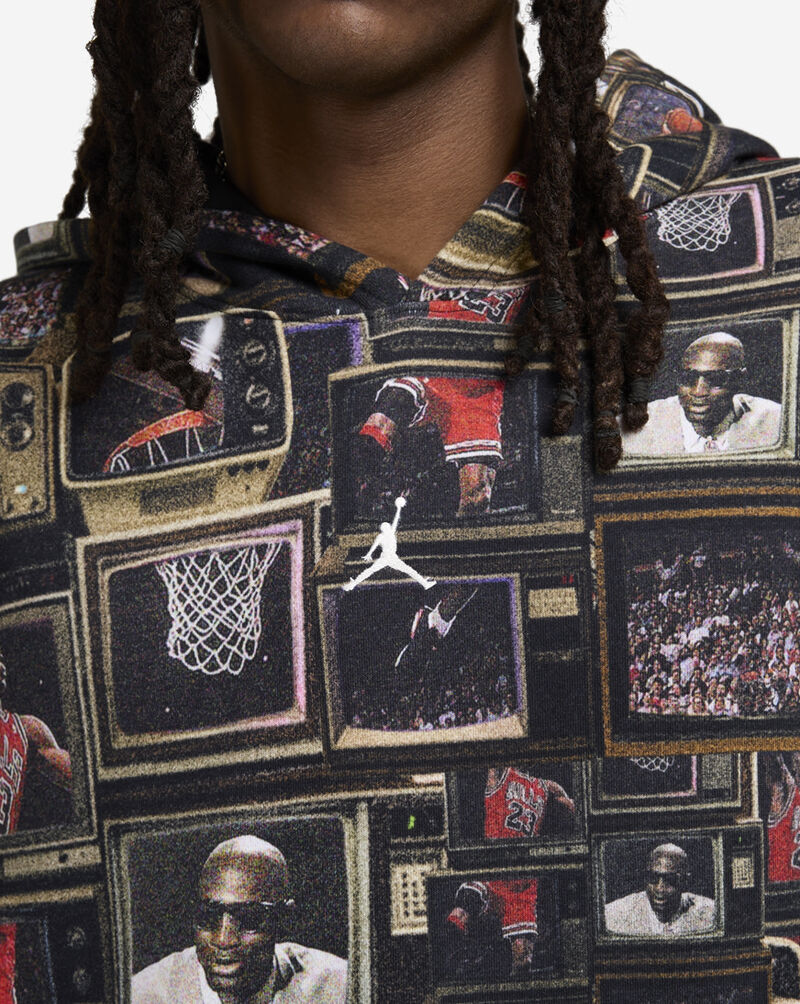 Jordan Brooklyn Fleece AOP Pullover Hoodie HV0552-010 Black 3