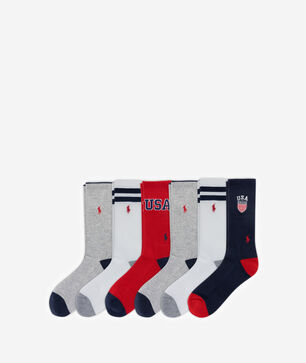 USA 6Pk Crew Socks (L)