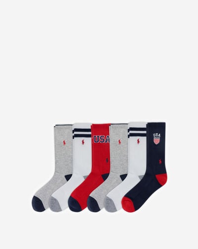 USA 6Pk Crew Socks (L)