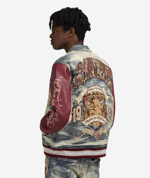 Academy Denim Varsity Jacket