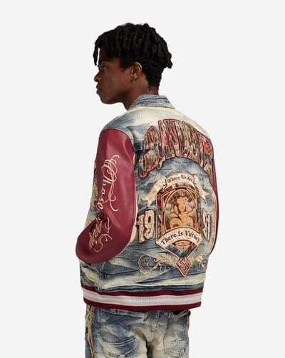Academy Denim Varsity Jacket Academy Denim Varsity Jacket