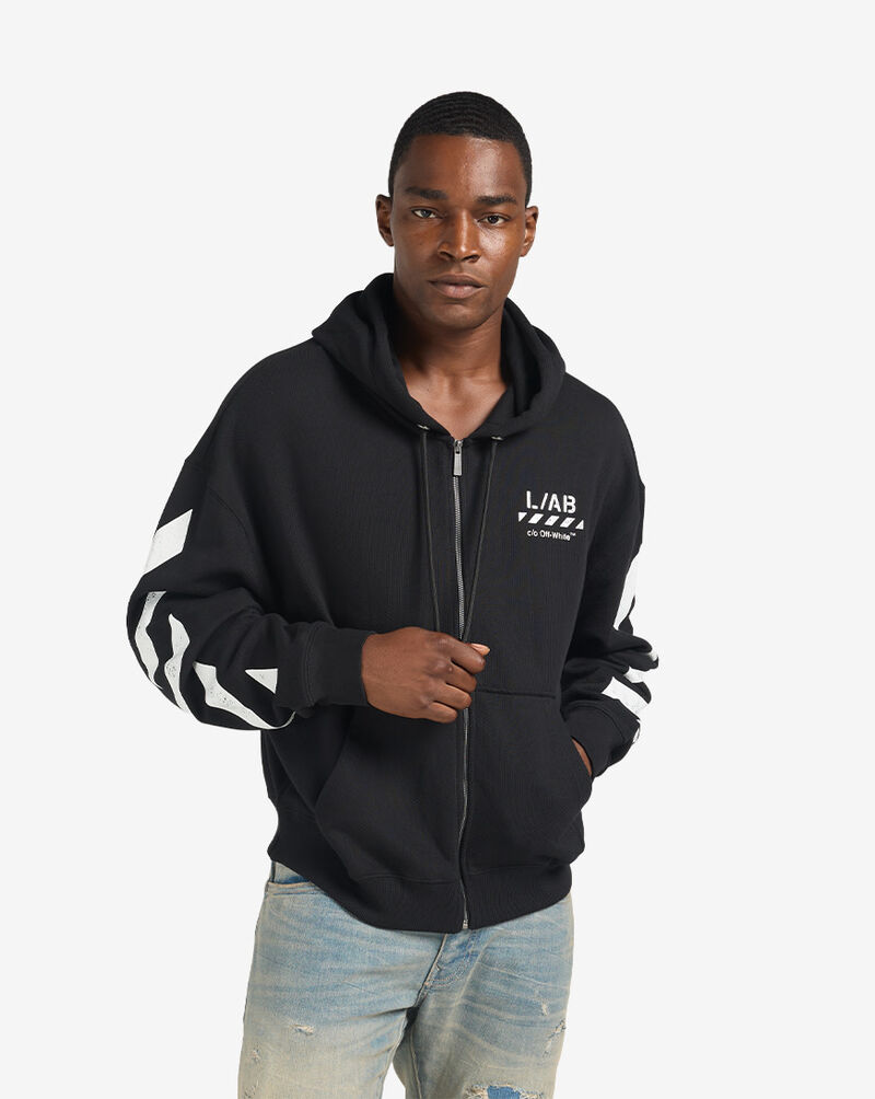 L/AB c/o Off-White L/AB Diagonal Full Zip Hoodie 44LABF26K050-001 Black 1