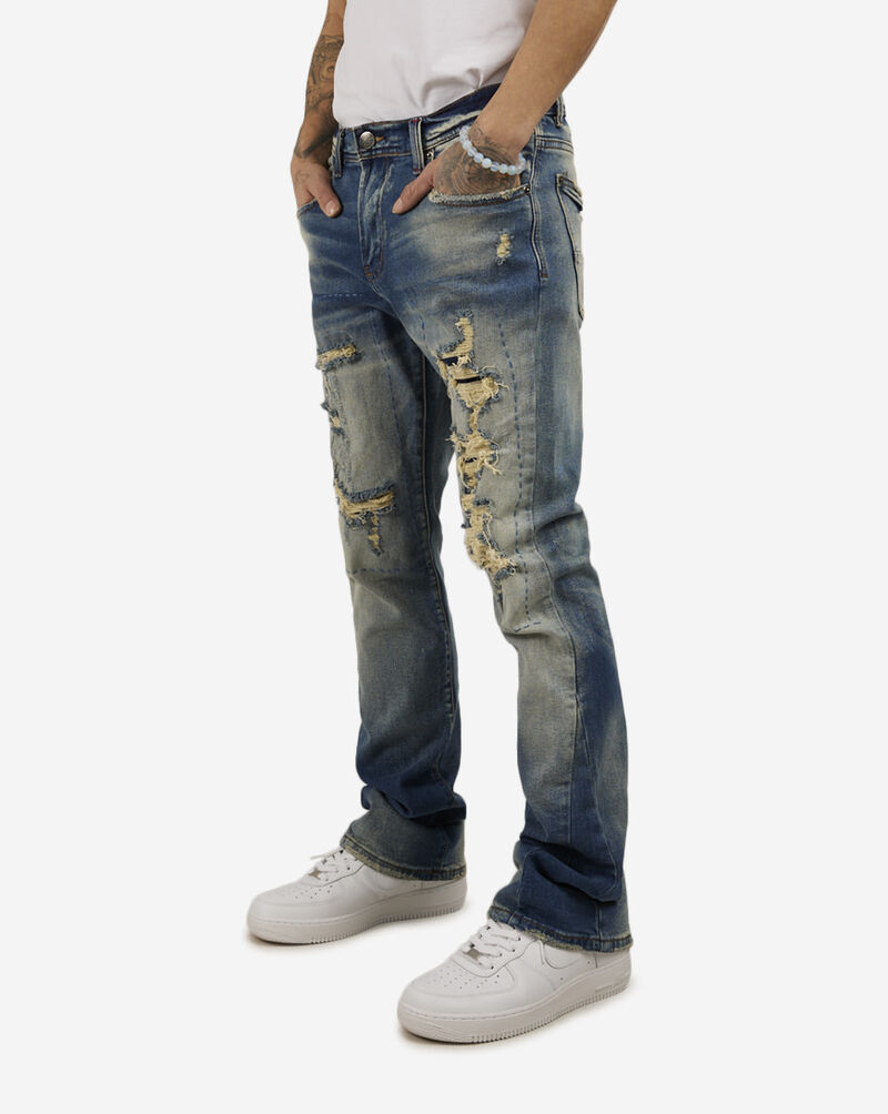 Preme 5 Pocket Rip and Repair Jeans PRWB1353-IND Blue 2