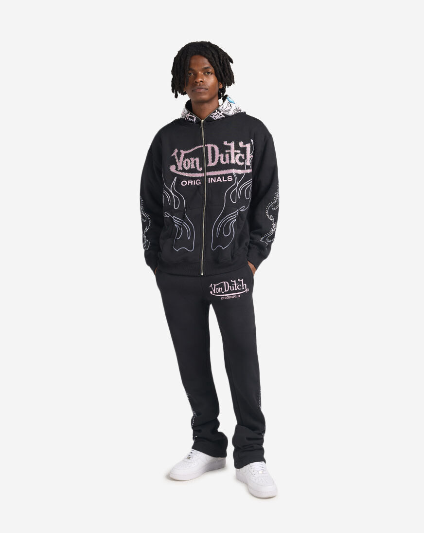 Shop Von Dutch Evil Eye Flame Fleece Pant 4VND3B0886-BLK black