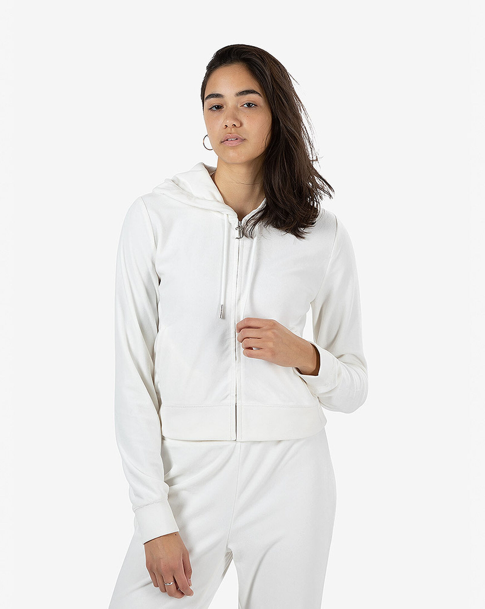 Shop Juicy Couture Big Bling Velour Full-Zip Hoodie J1HTV103-X1498 white |  SNIPES USA