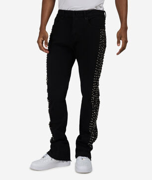 Metallic Studded Stacked Jeans