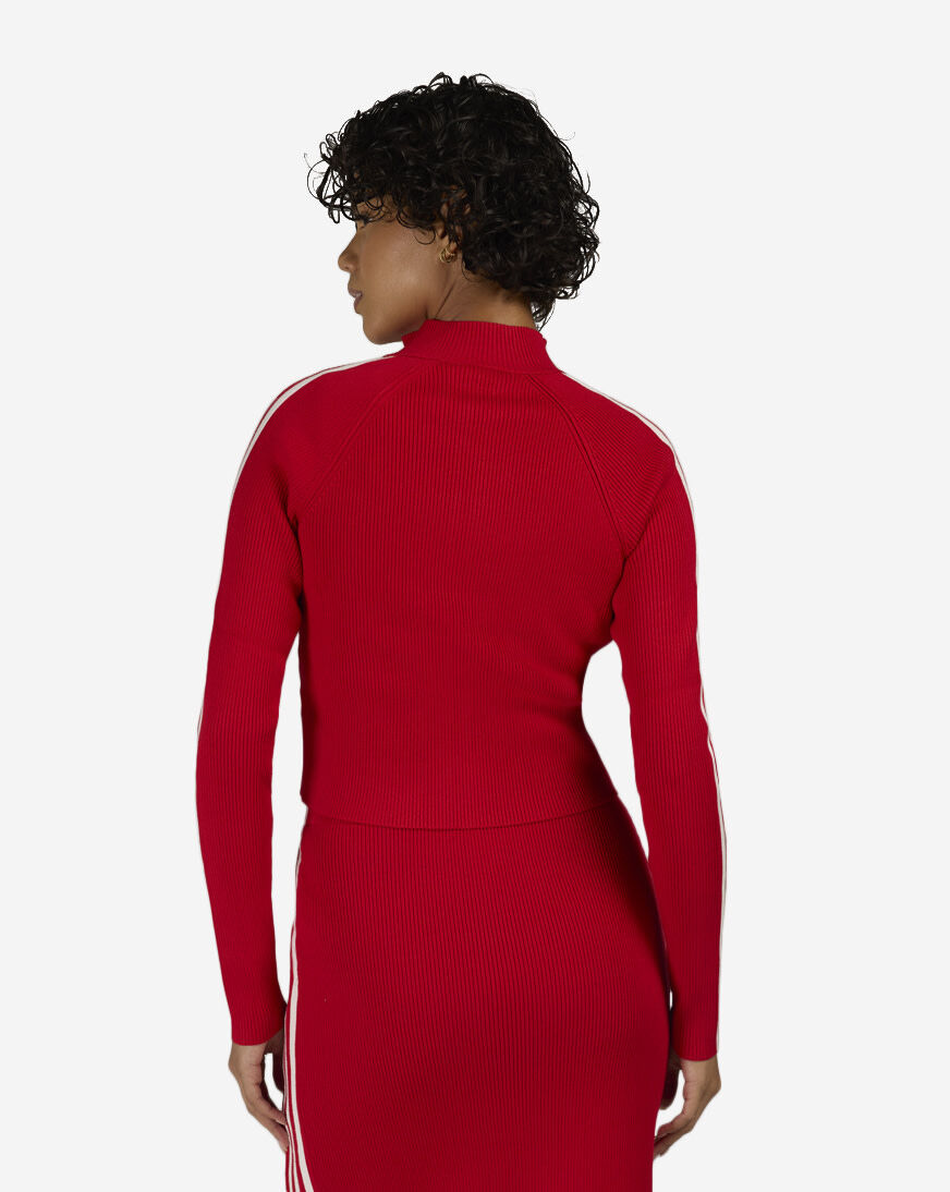 Shop adidas Adicolor 3-Stripes Slim Knit Track Top JY2598 red