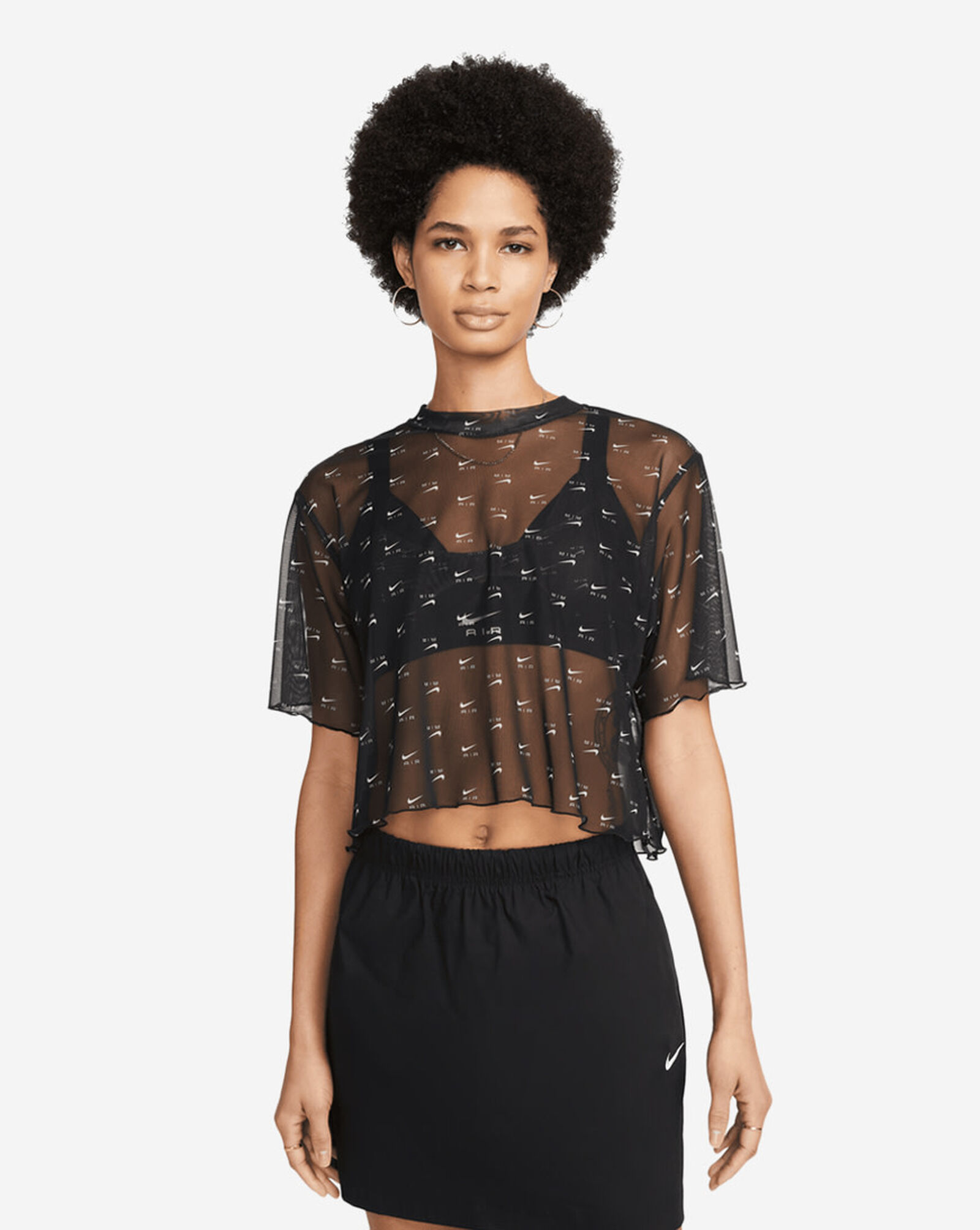 Shop Nike NSW Air AOP Mesh Crop Top DV8245-010 black