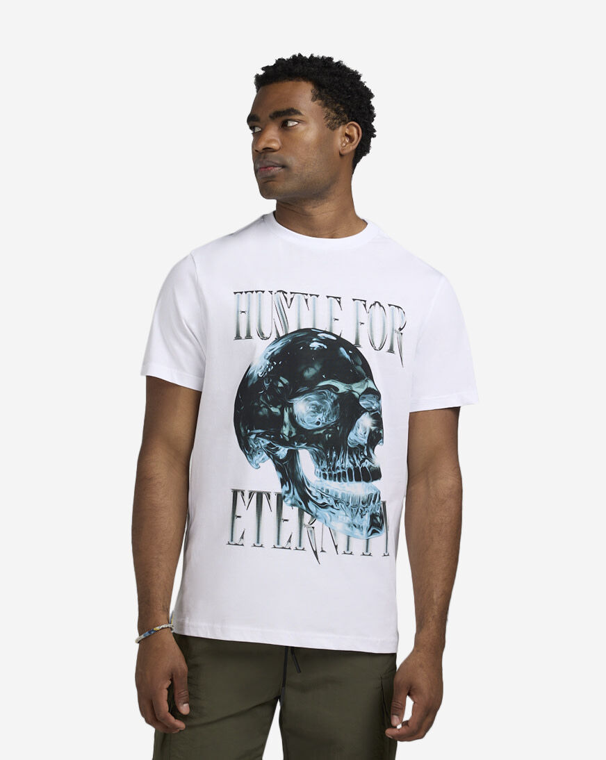 Shop Mister Tee Skull Hustle R12 Tee MTUS391-US-00220 white