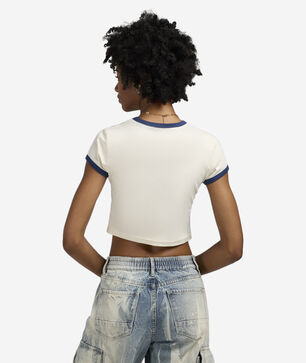 Cropped Tapestry Ringer Tee