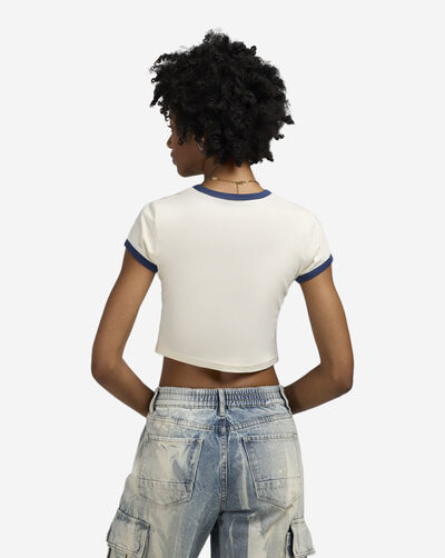 Cropped Tapestry Ringer Tee