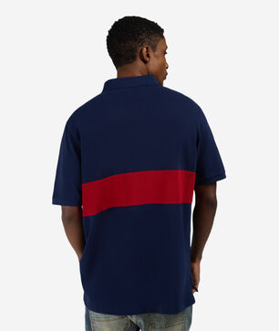 Basic Mesh RL Script Chest Stripe Polo Shirt