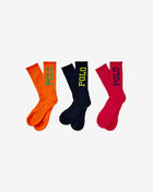 3PK Neon Polo Logo Crew Socks