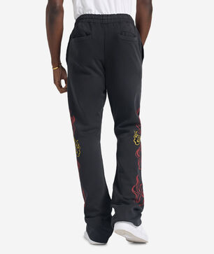 Flames Stacked Fleece Pants