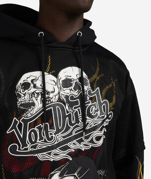 Flame Print Mesh 2-Fer Hoodie
