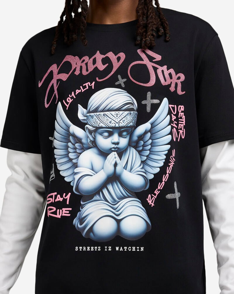 STREETZ IS WATCHIN Pray For Better Days Long Sleeve Tee SW2F5230-BLK Black 3