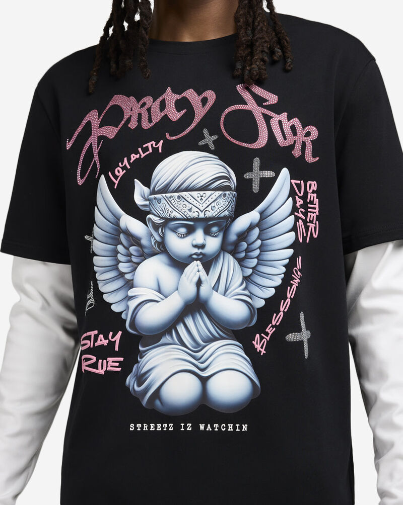 STREETZ IS WATCHIN Pray For Better Days Long Sleeve Tee SW2F5230-BLK Black 3