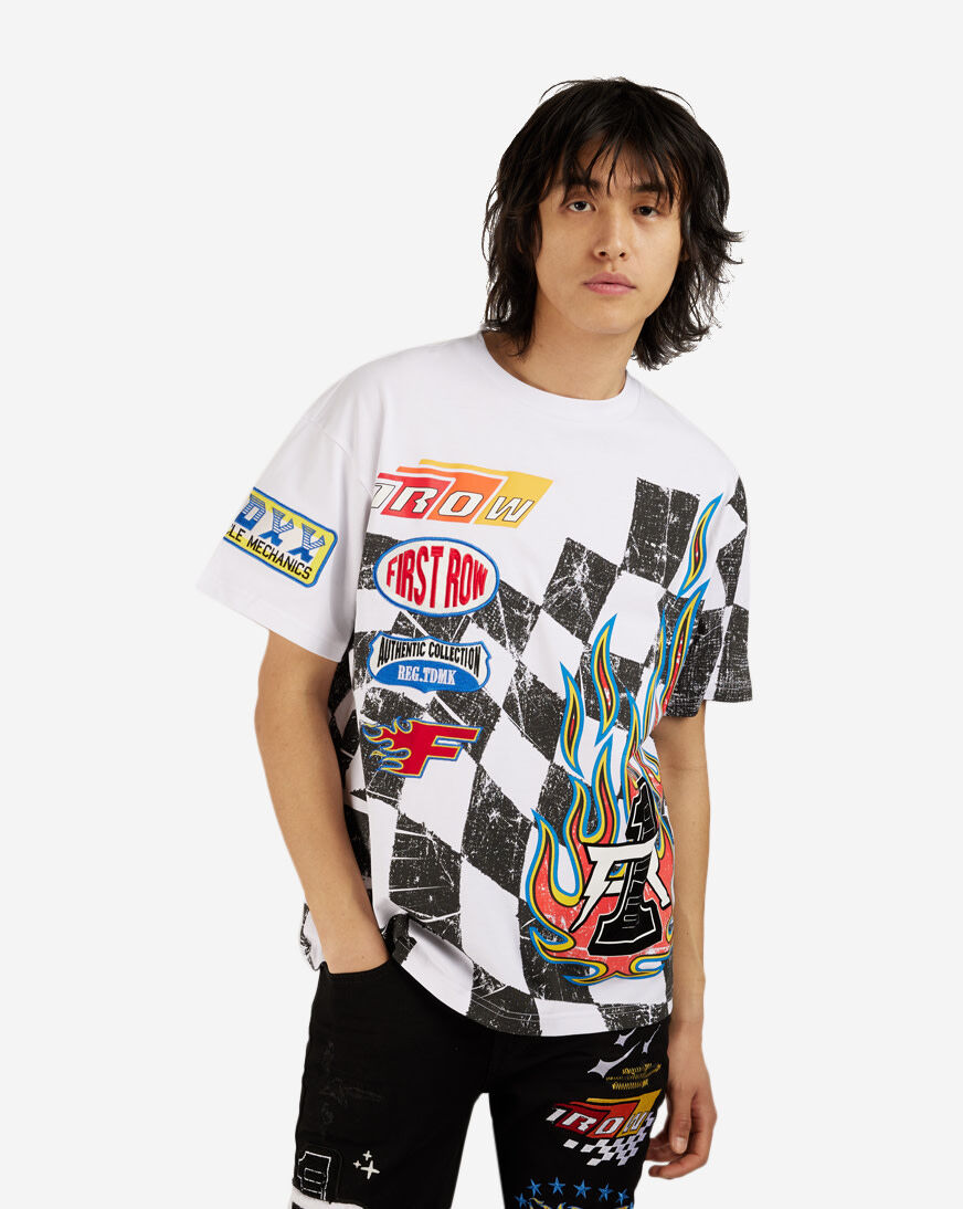 Shop First Row Graphic Racing Tee FRT2110S-WHT white Shop First Row Graphic Racing Tee FRT2110S-WHT white