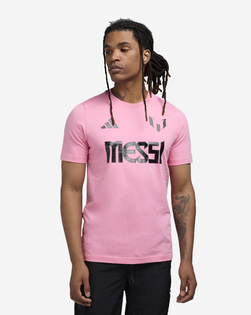 Shop adidas Messi Name And Number Graphic Tee JM3550 pink