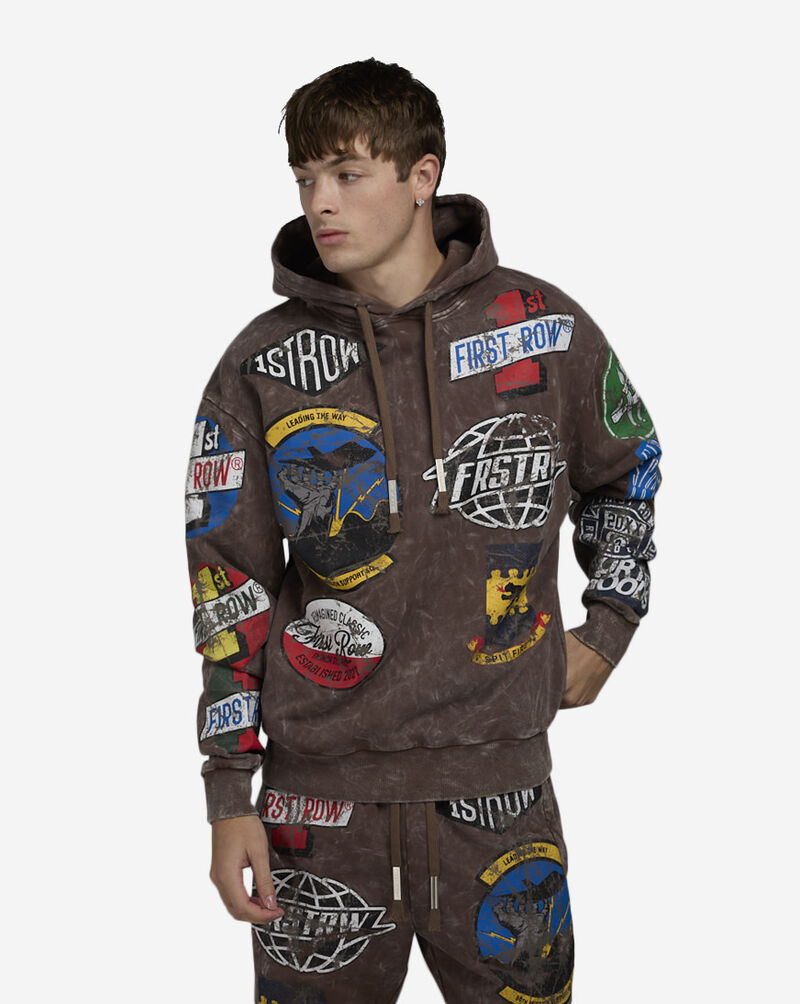 First Row Washed Pull Over Hoodie FRF2476S-BRW Brown 1