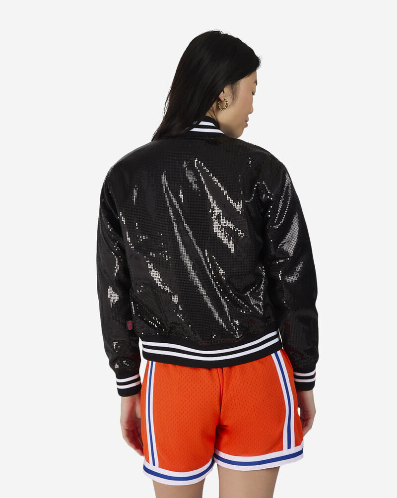 Mitchell  Ness New York Knicks NBA Sequin Varsity Jacket JK6831-NYKBLCK Black 2