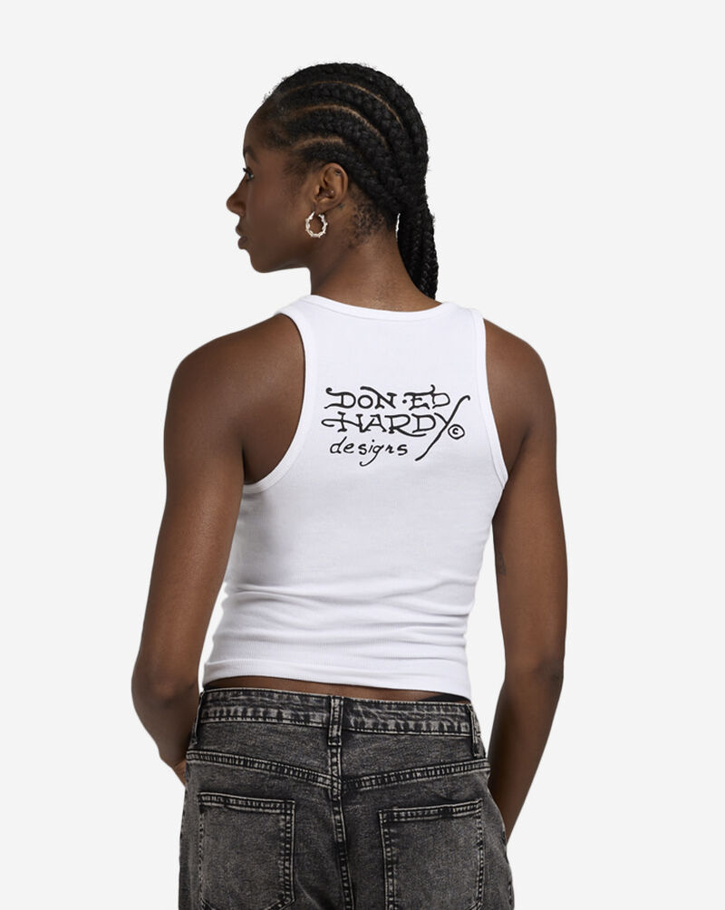 Ed Hardy Heart Sword Tank Top EHW1207-5RS White 2