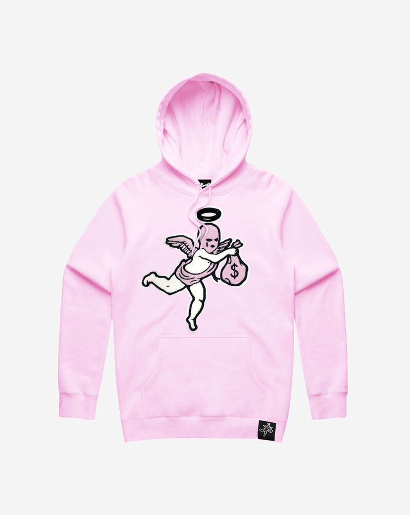 Hasta Muerte Ski Mask Angel Chenille Patch Hoodie  HM-SKIMASKANGEL-HOOD-PINK Pink 1