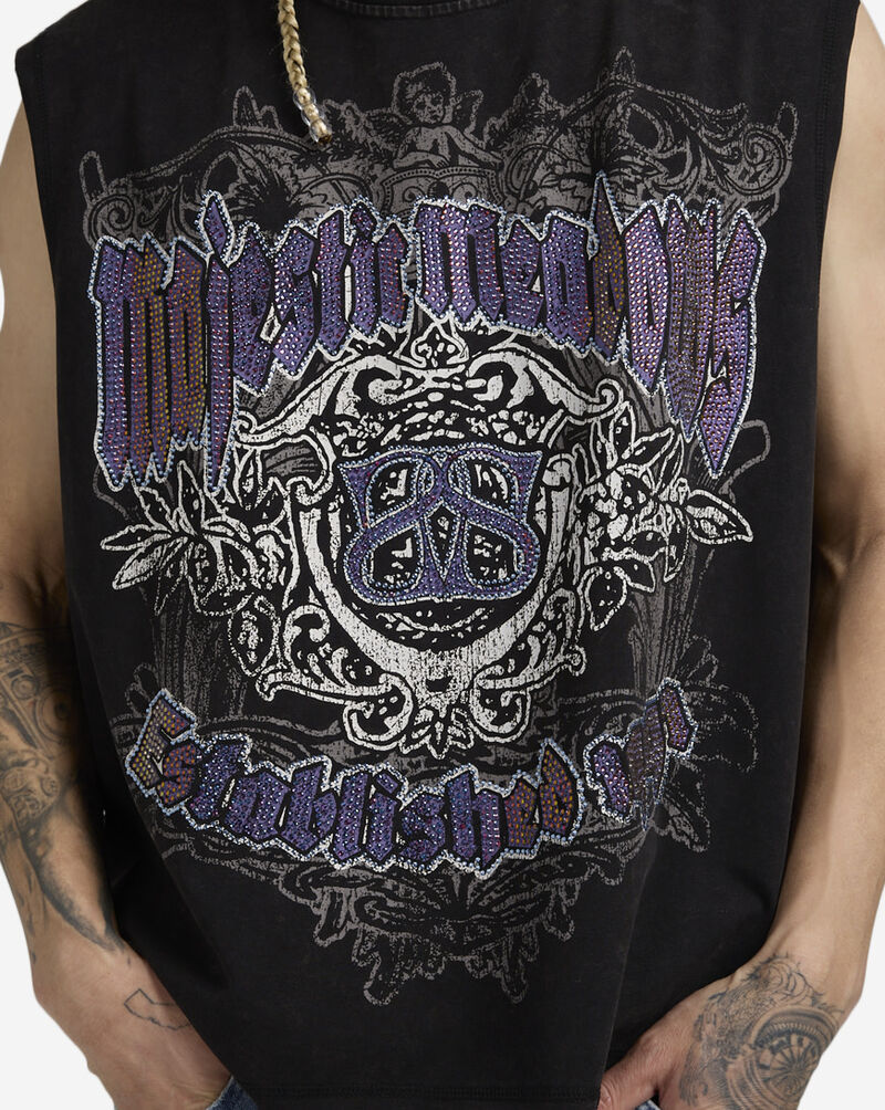 Smoke Rise Dystopian Crop Muscle Tank KT25256SN-BLK Black 3