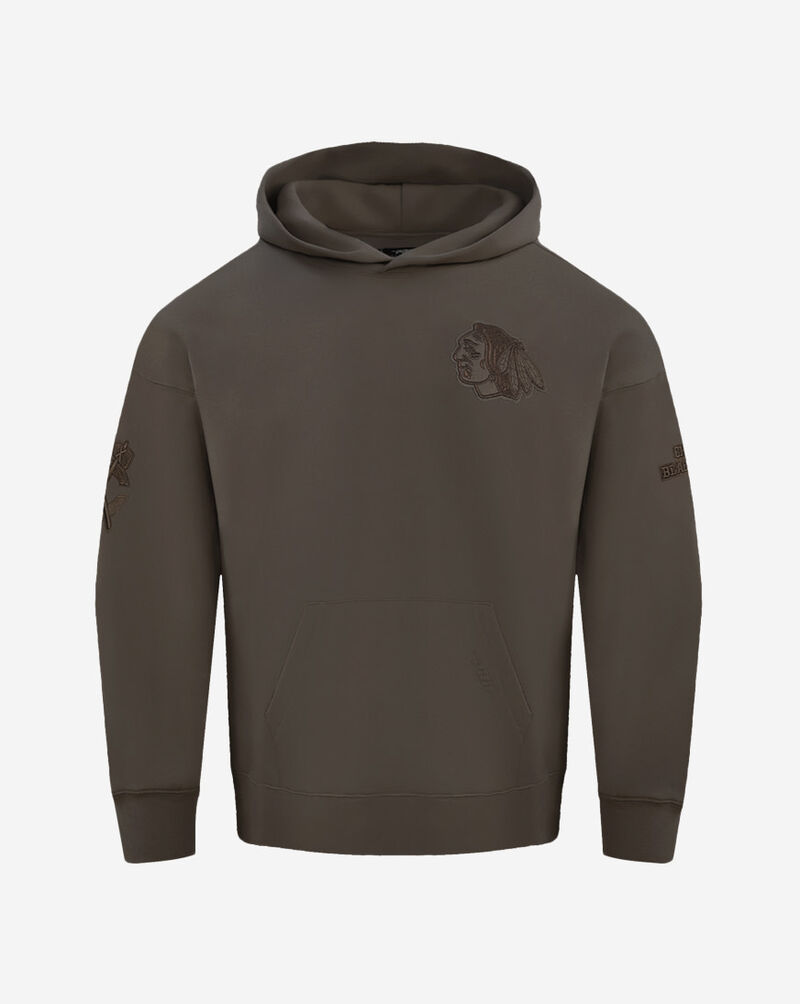 PRO STANDARD Chicago Blackhawks Neutral Drop Shoulder Fleece Pullover Hoodie HCB560984-DKT Brown 1