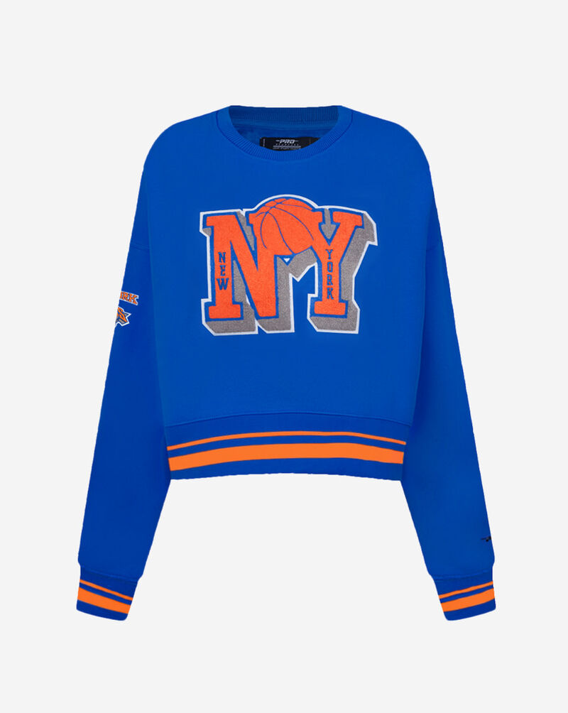 PRO STANDARD New York Knicks Mash Up Rib Fleece Crewneck BNKC55111-ROR Blue 1