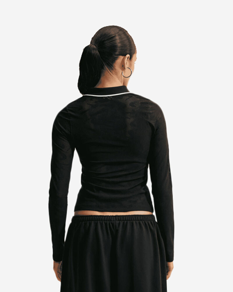Nike NSW Chill Knit Tight Mod-Cropped Long-Sleeve Lace Top IM8389-010 Black 2