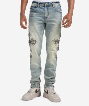 Studded Cross Denim Jean