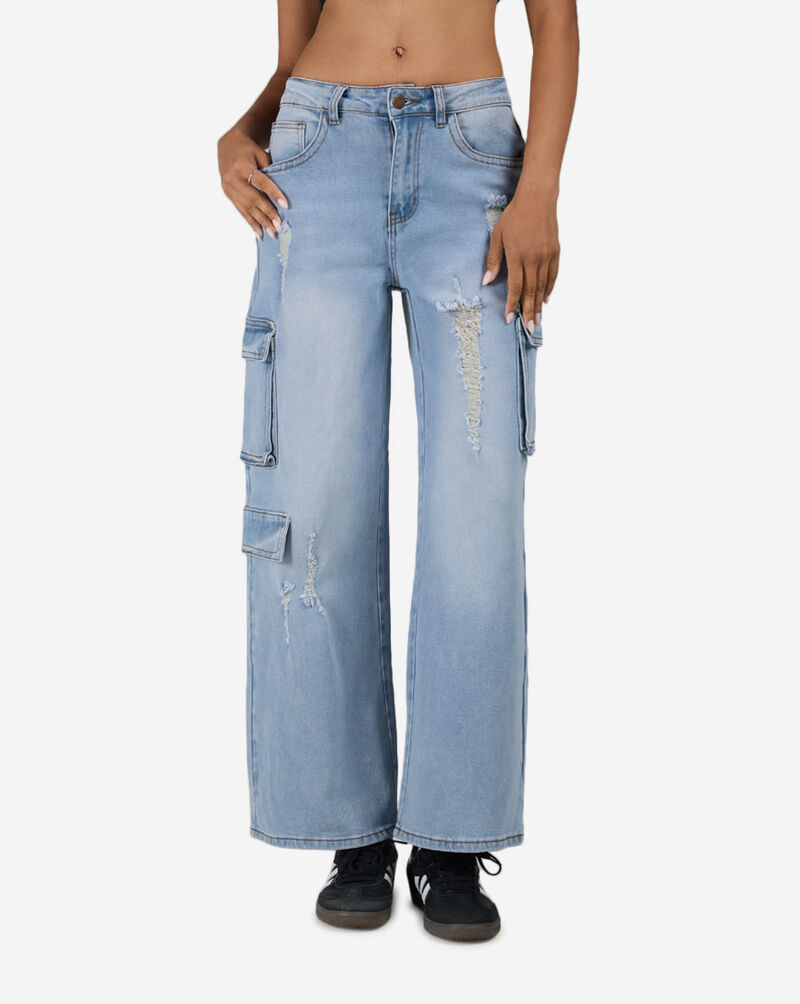 American Bazi 3Pkt Cargo Distressed Denim Jeans RJH-10889 Blue 1