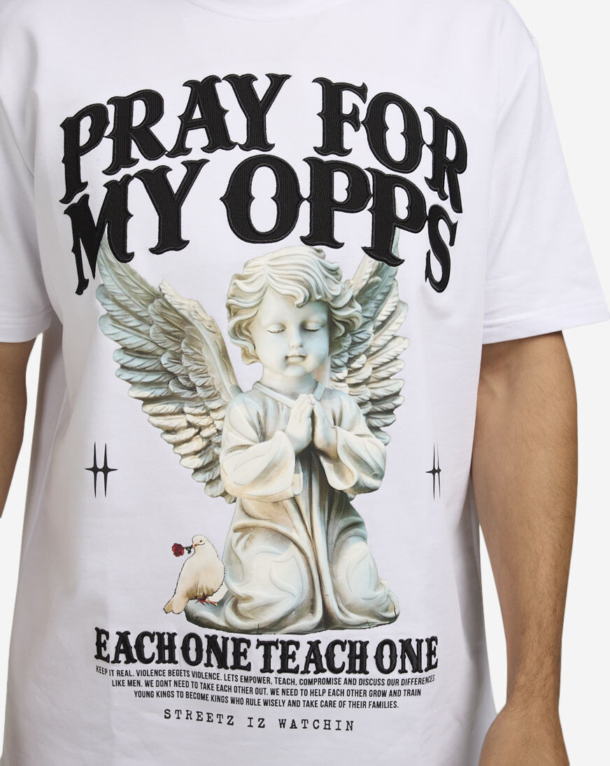 Shop STREETZ IS WATCHIN Pray For My Opps Tee SIW1008-WHT white
