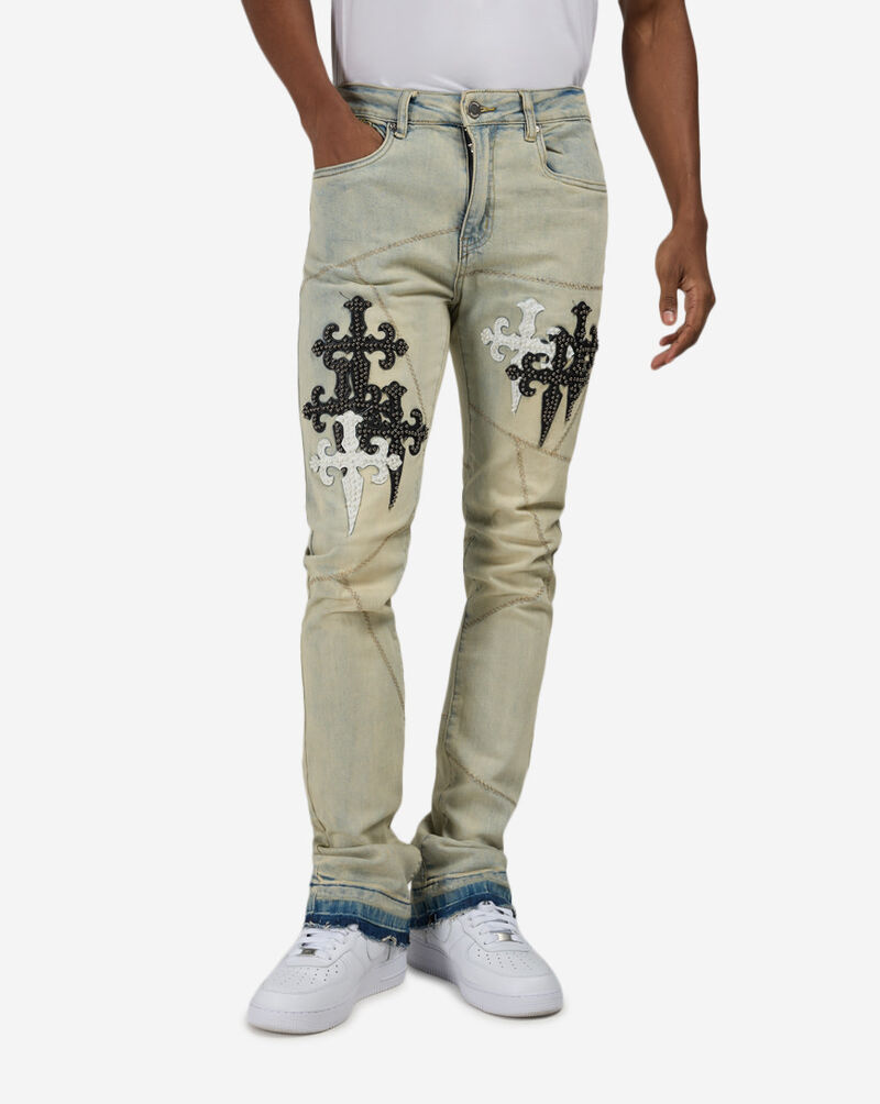 WAIMEA 5 PKT Multi Cross Stacked Jeans M8593D-BLE Blue 1