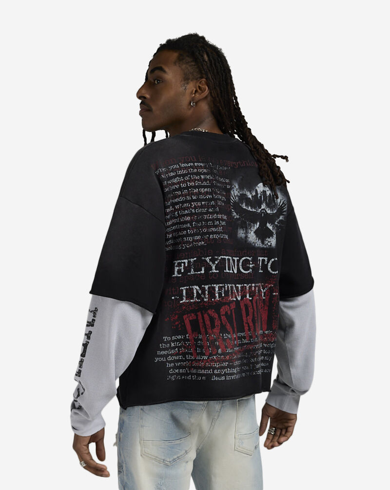 First Row Flying To Infinity Long Sleeve Tee FRF3026S-BLKWHT Black 2