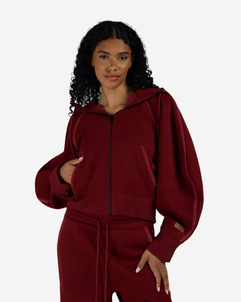 UGG Balloon Sleeve Full Zip Fleece Hoodie 1180556-CFB Red 1