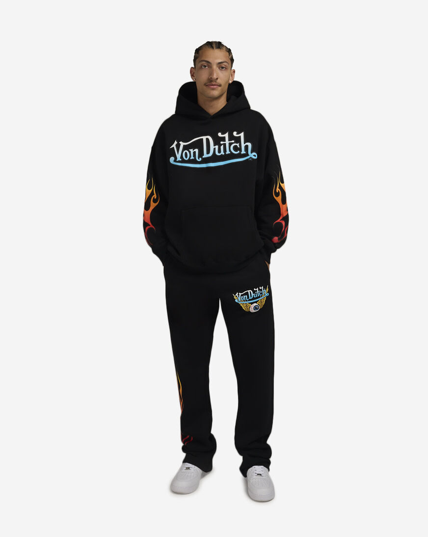 Shop Von Dutch Flames Foil Hoodie 4VND2A5465-BLK black | SNIPES USA
