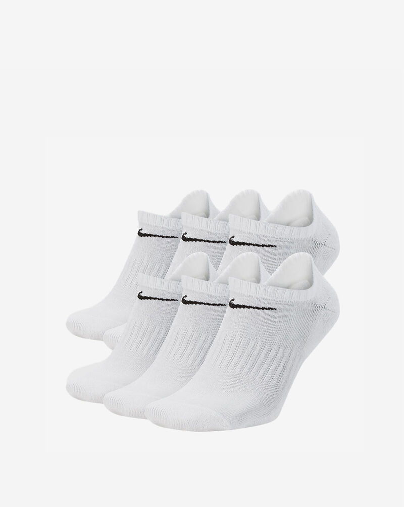 Nike 6Pk Everyday Cushioned Training No-Shows Socks SX7675-100 White 1