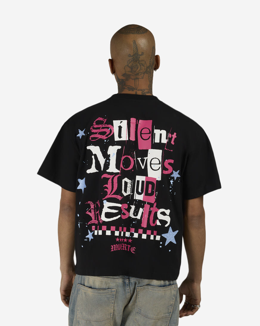 Shop Hasta Muerte Silent Moves Cropped Tee SILENTMVS-05 black