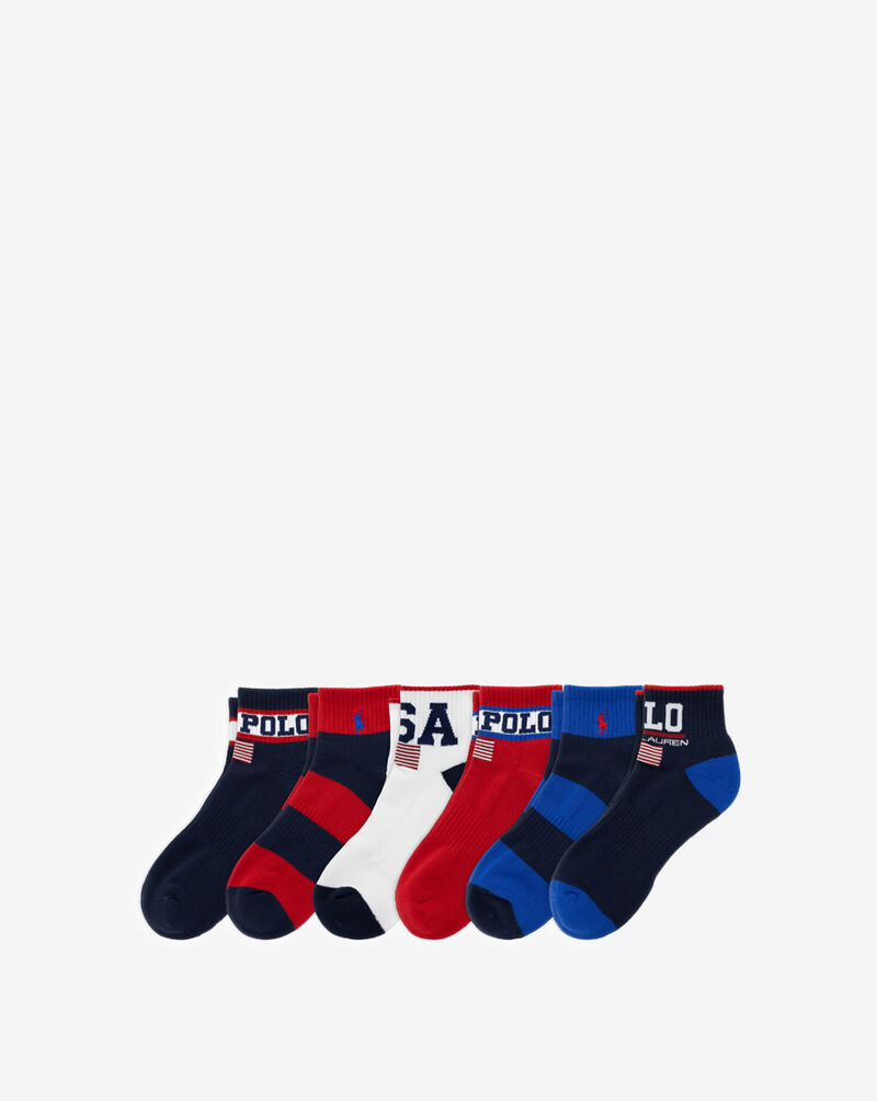 Polo Ralph Lauren 6Pk USA Stadium Quarter Socks (L) 824681PK3-499 Multi 1