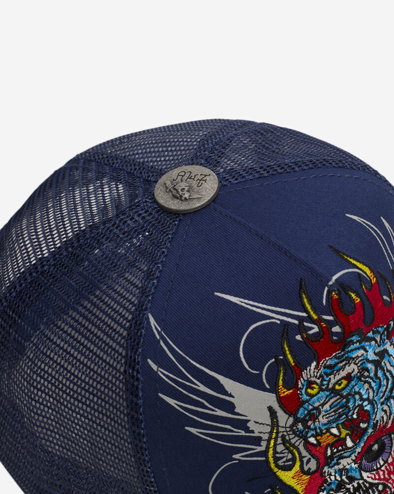 Ed Hardy Tiger Flame Trucker Hat EHH0001-63 Blue 3
