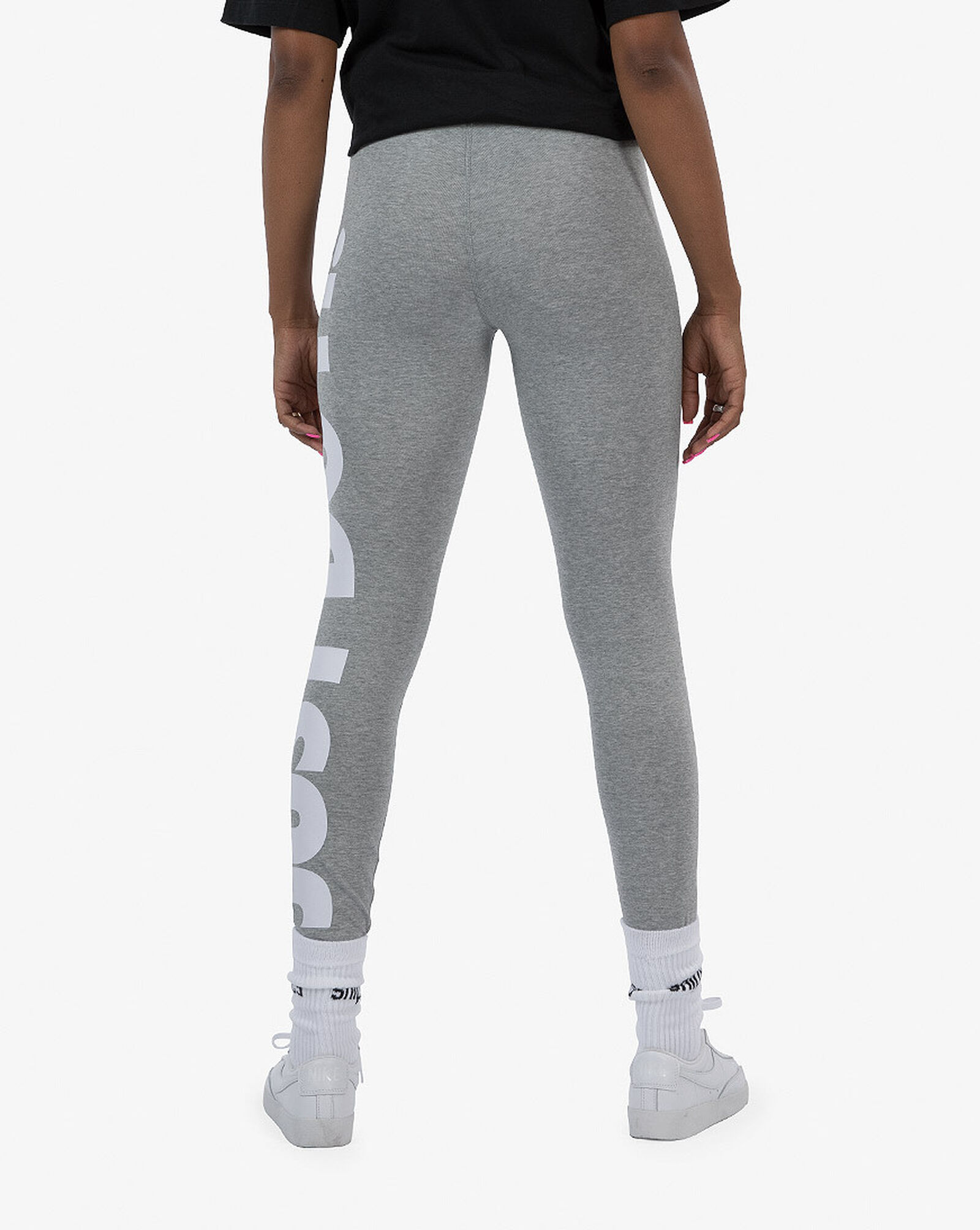 Nike Sportswear W NSW ESSNTL LGGNG SWOOSH MR - Leggings - Trousers - grey  heather/white/grey 