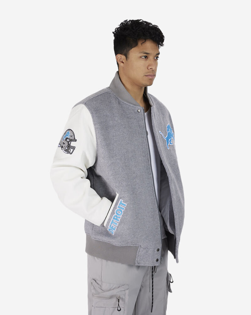 PRO STANDARD NFL Detroit Lions Varsity Jacket FDL6410276-GRW Grey 3