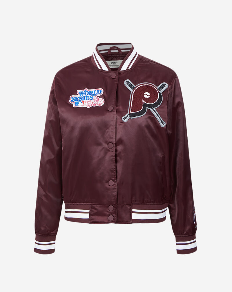 PRO STANDARD Philadelphia Phillies Retro Mash Up Rib Satin Jacket LPHU34515-WNE Red 1