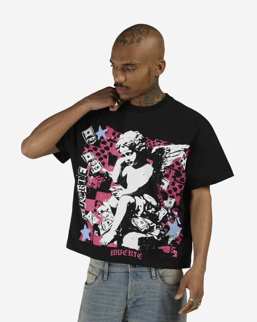 Shop Hasta Muerte Silent Moves Cropped Tee SILENTMVS-05 black