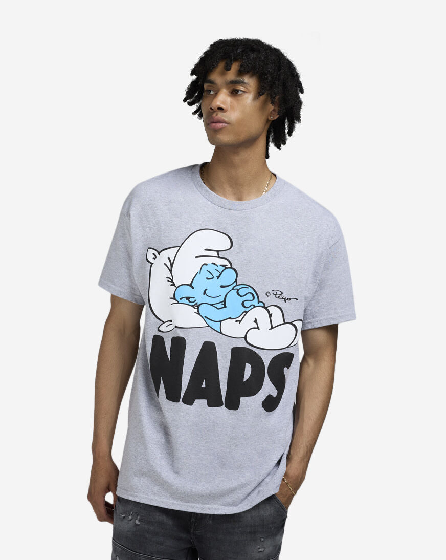 Shop Graphic Tees Smurf Naps Sleepy Tee SMF1880XX grey