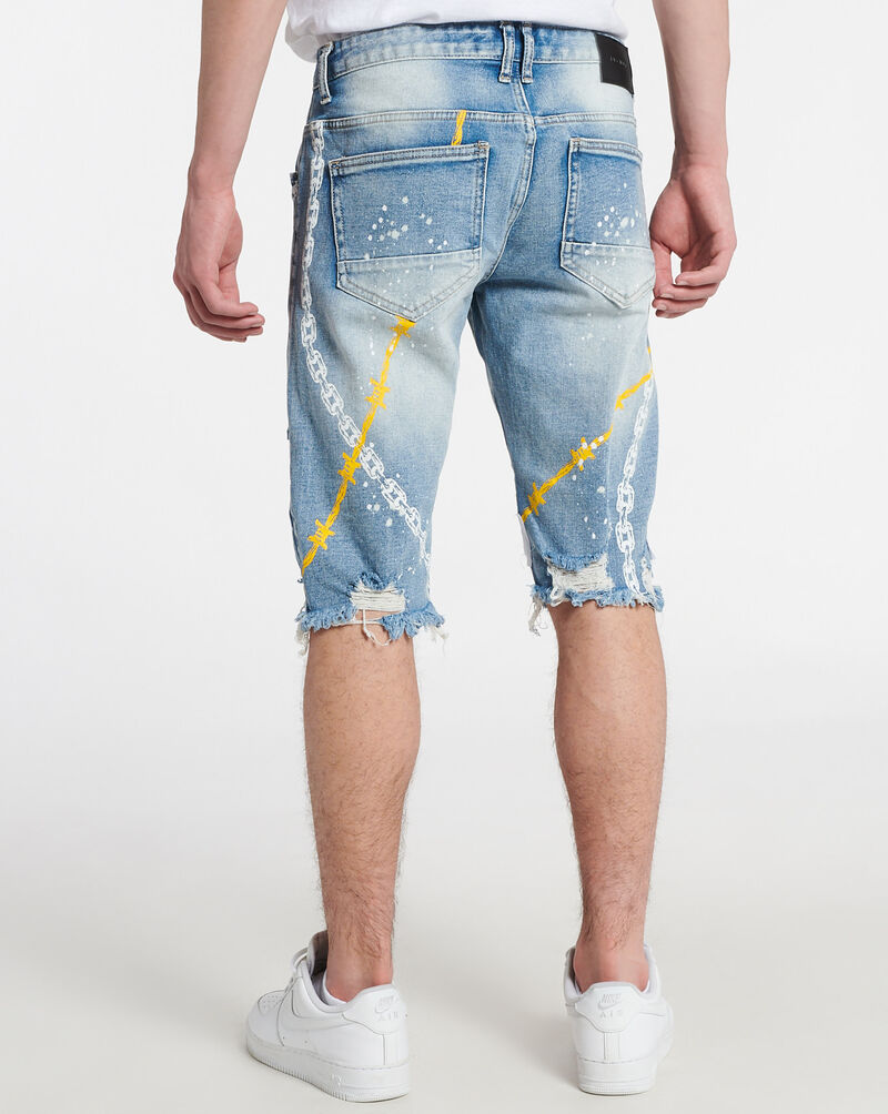 5 Pocket Chain Art Denim Shorts