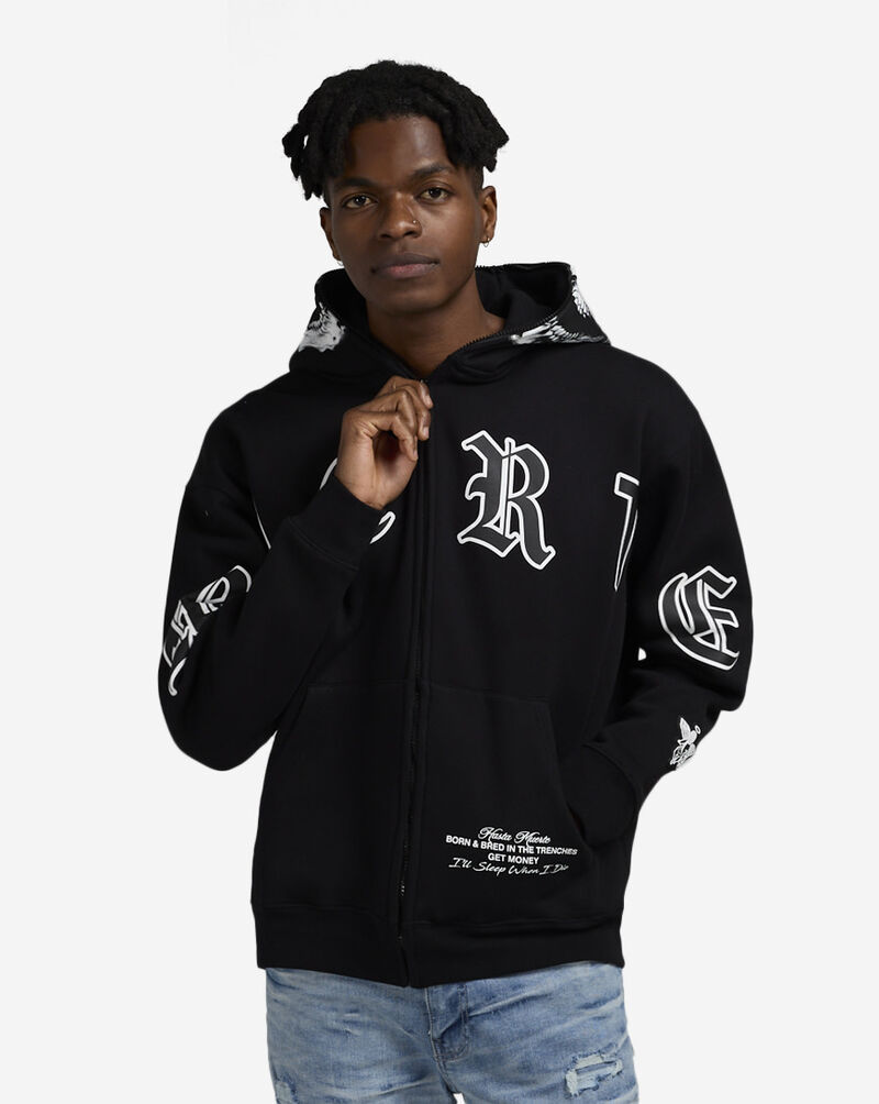 Hasta Muerte Full Zip Skull Hoodie HM0CT001-BLK Black 1