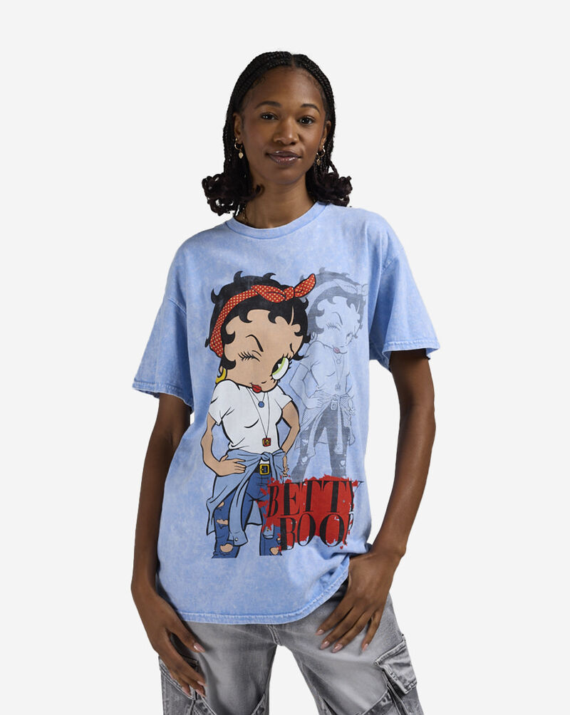 Graphic Tees Betty Boop Wink Headband Tee GBB2050XX Blue 1